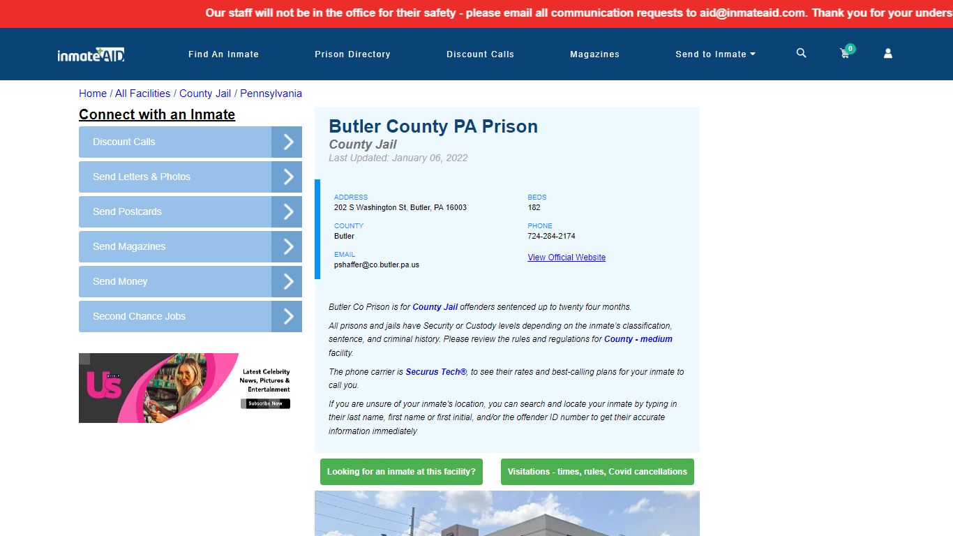 Butler County PA Prison - Inmate Locator - Butler, PA